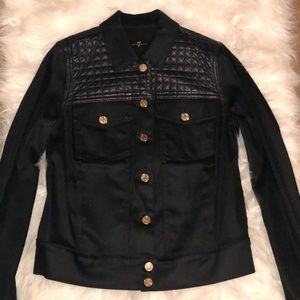 7 for all mankind quilted dark denim jean jacket